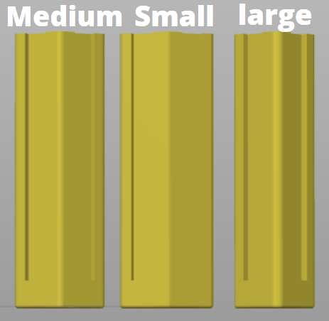 Computer rendering of a medium, small, and large adapters for the one-handed joy-con 3d printed modification.