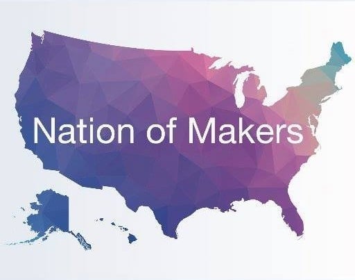A purple map with text that states "Nation of Makers."