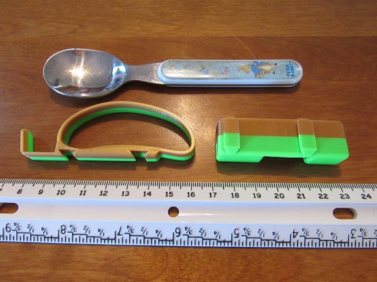 spoon, cuff, holder, and ruler