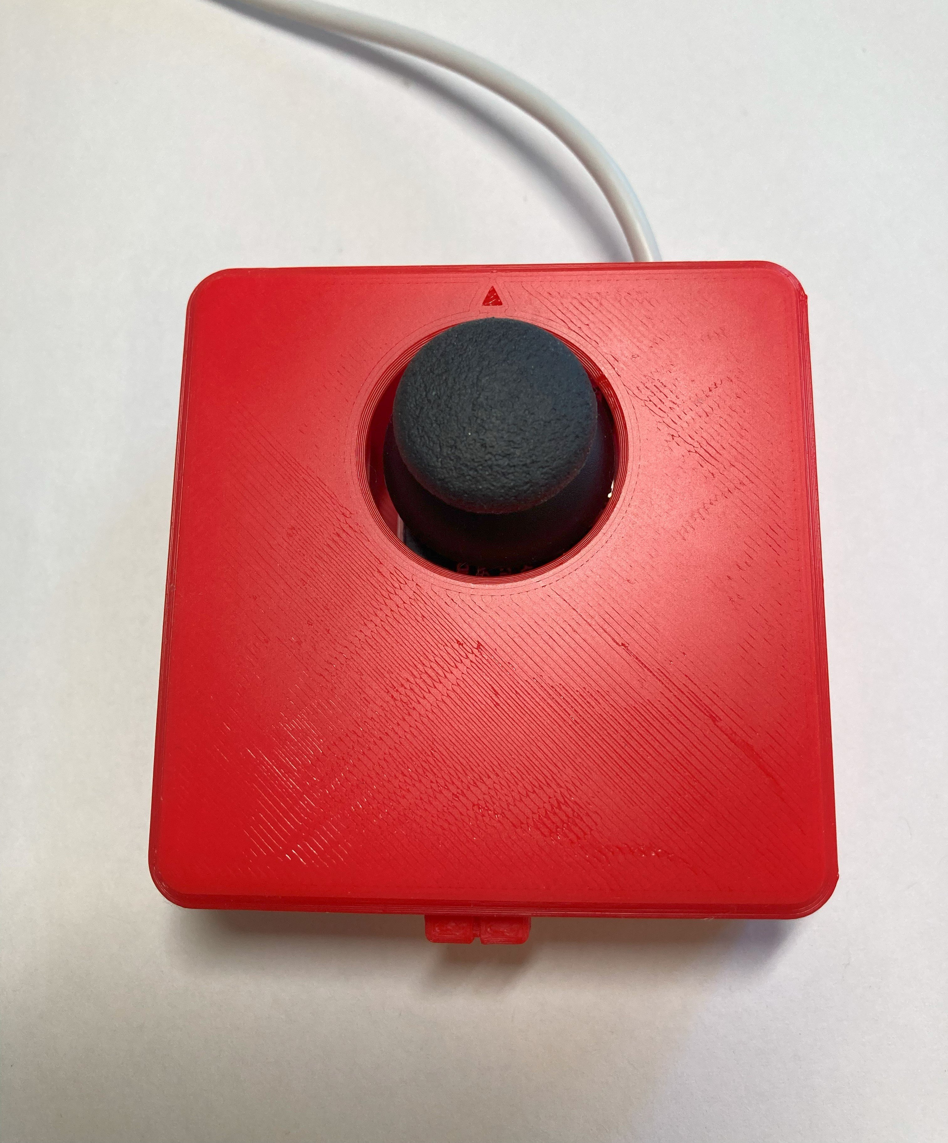 Top view of the Cedar Mini Joystick printed with a red housing