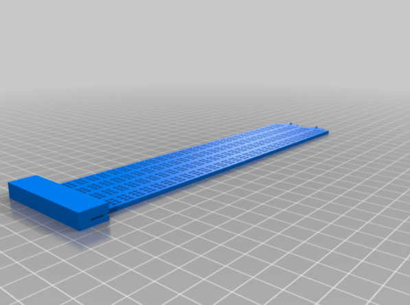 A CAD rendering of a 2 line Braille Slate
