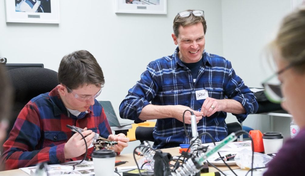 Two participants building LipSyncs at a build event.