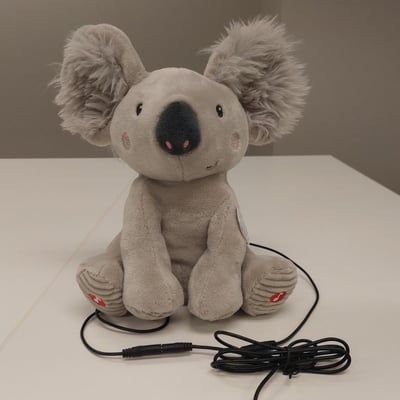 A switch adapted koala plush toy with fluffy ears