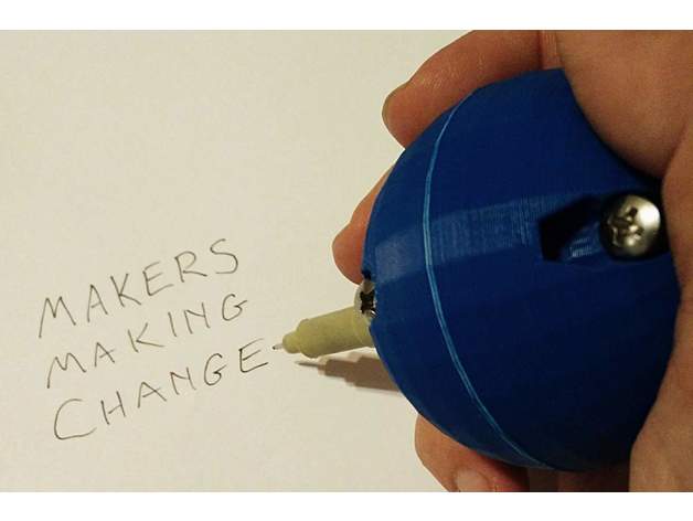 Person writing Makers Making Change with a Pen Ball