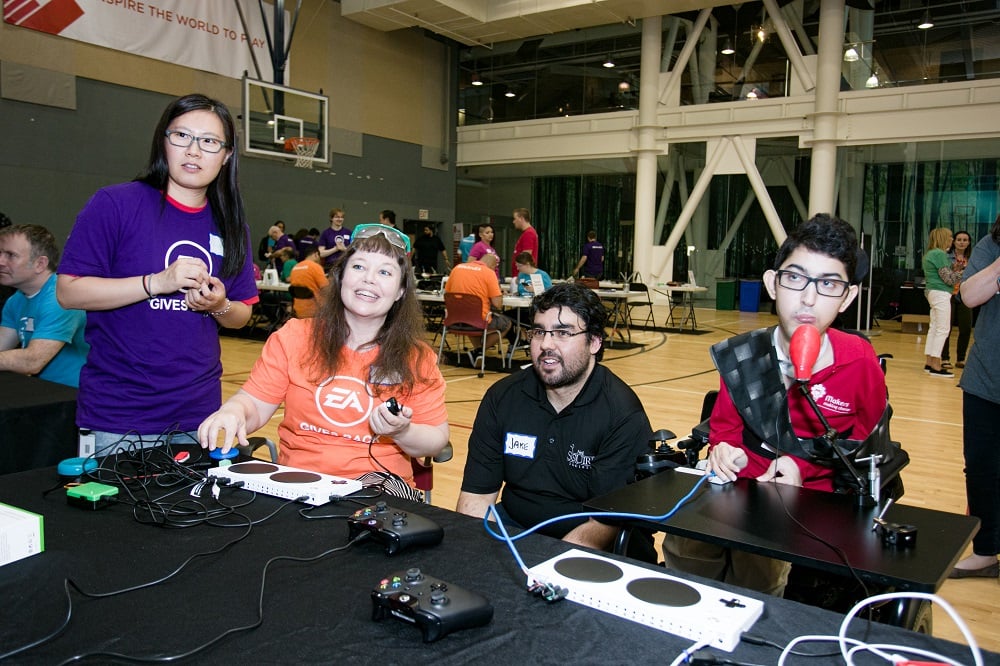 Neil Squire and EA staff at a buildathon event.