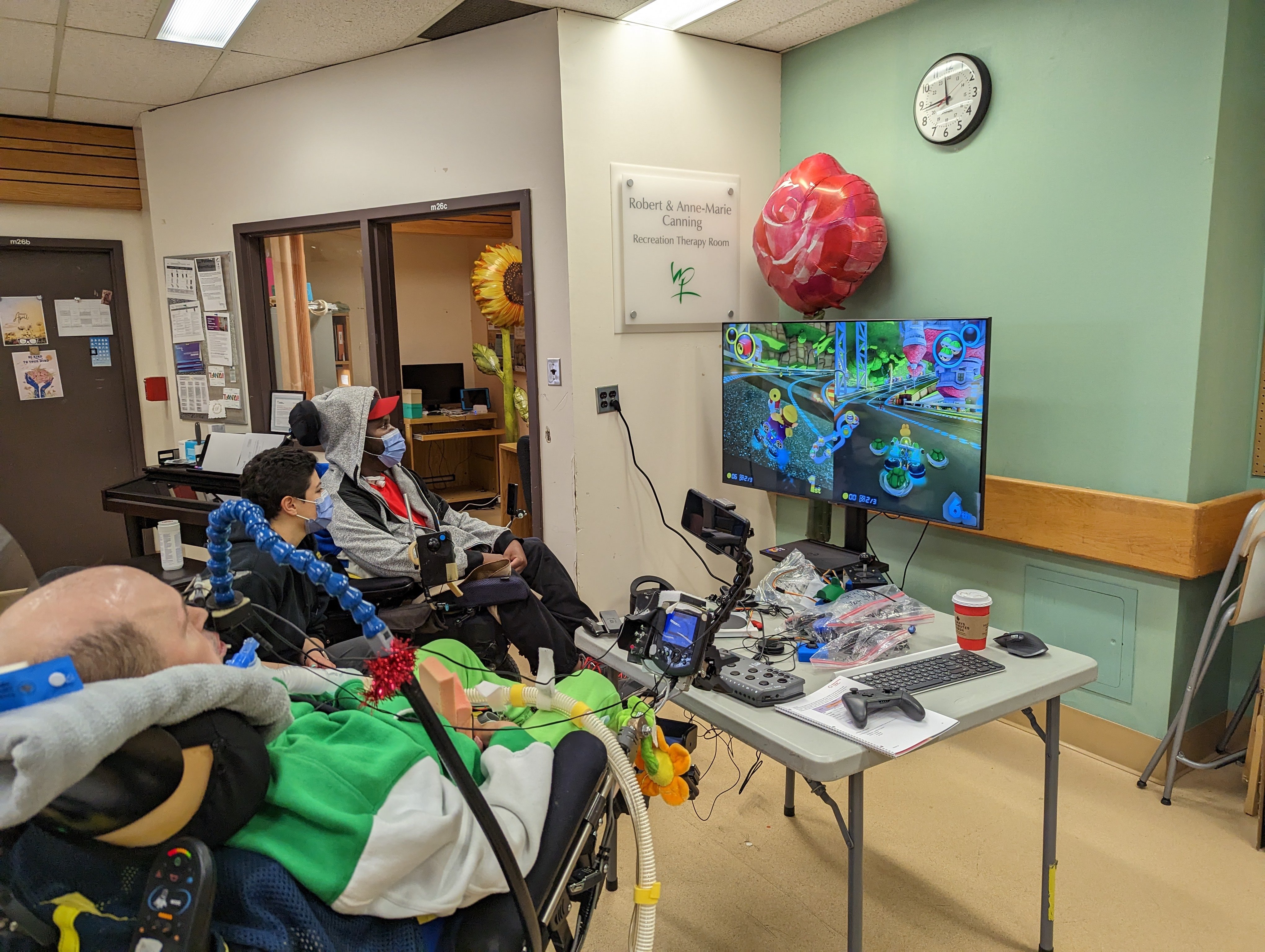 West Park patients play games with the new Adaptive Gaming equipment.