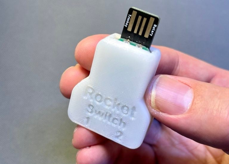 A white rocket switch assembled.