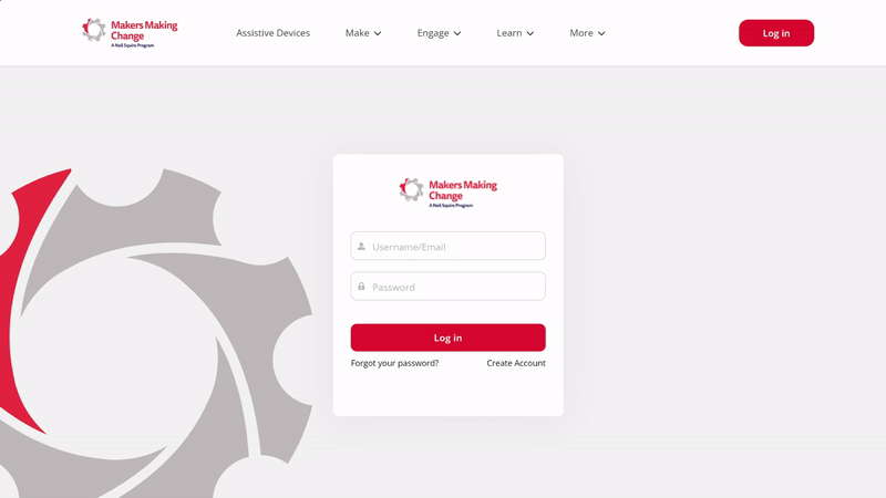 Logging into a makers making change account from the login screen