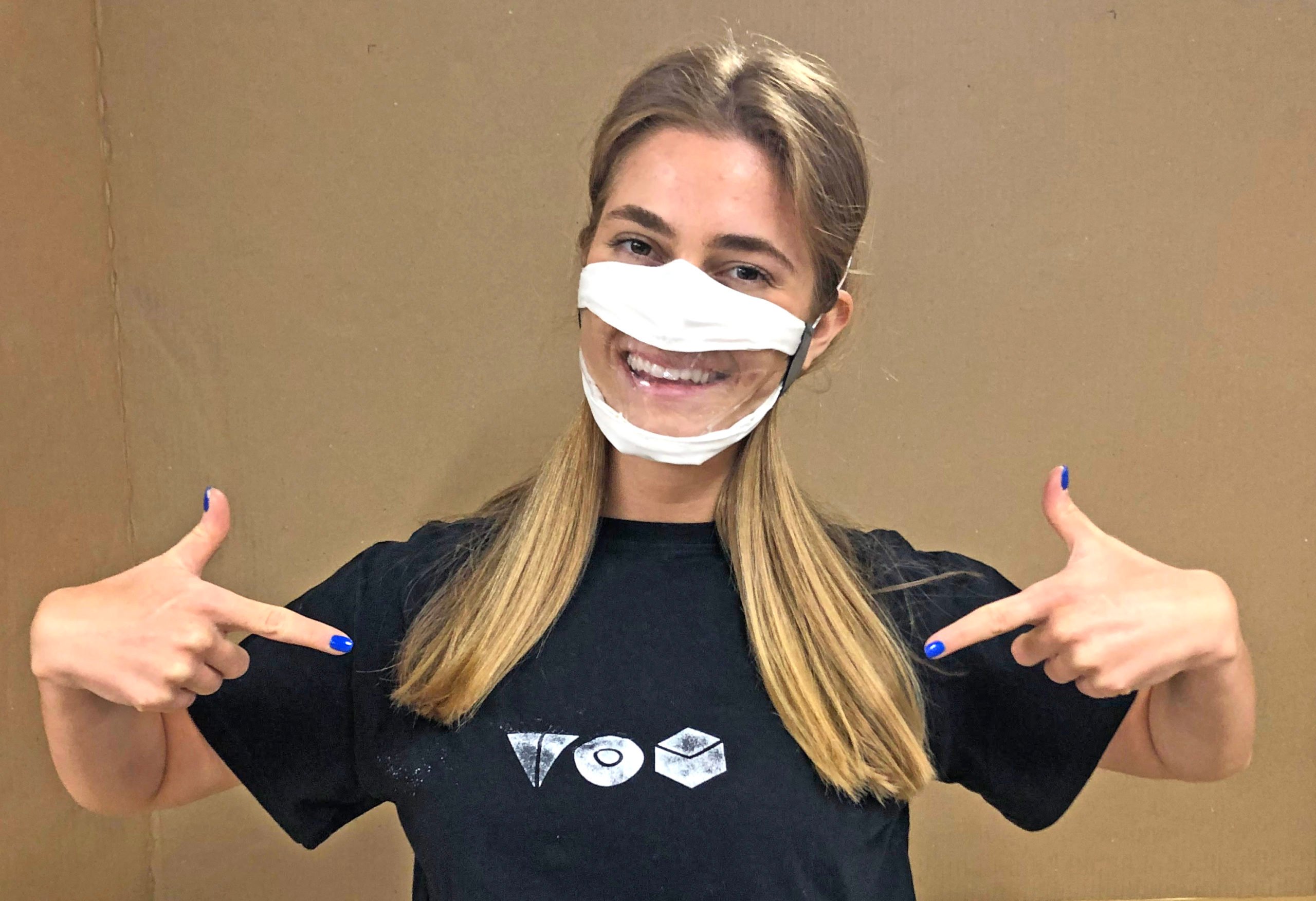 Person wearing Clearly Mask by TOM (Tikkun Olam Makers)