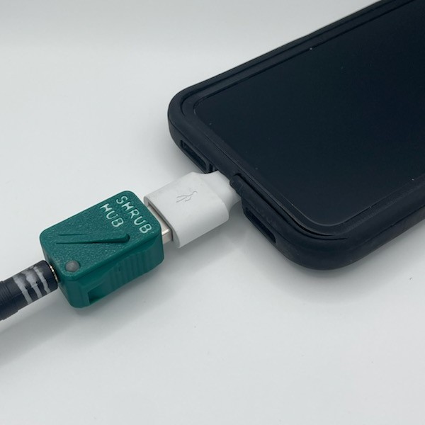 A shrub hub in single switch mode connected to a phone using an adapter