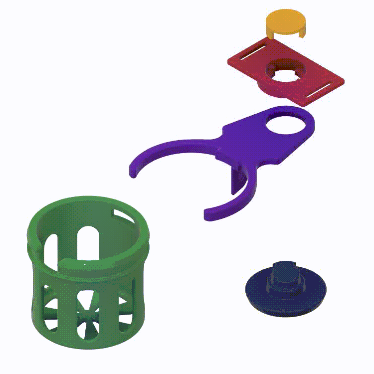 Animation of Swivel Wheelchair Cup Holder assembly process.