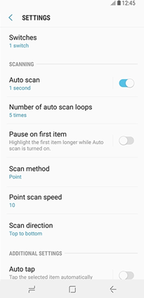 A screenshot of how to set up the scanning options on a phone.