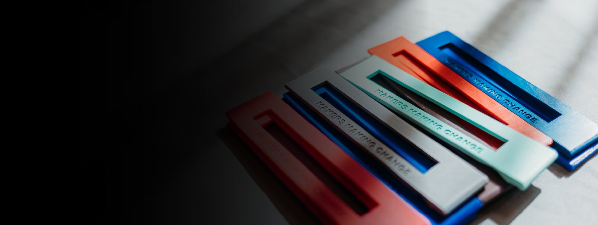 A closeup of blue, red, and yellow interact switch toppers