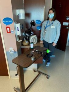 An occupational therapist pictured in a hospital.