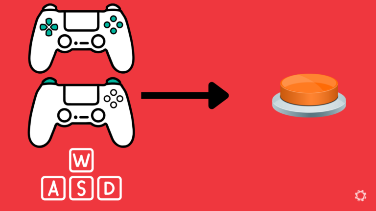 Graphic showing two controllers pointing to an assistive switch.