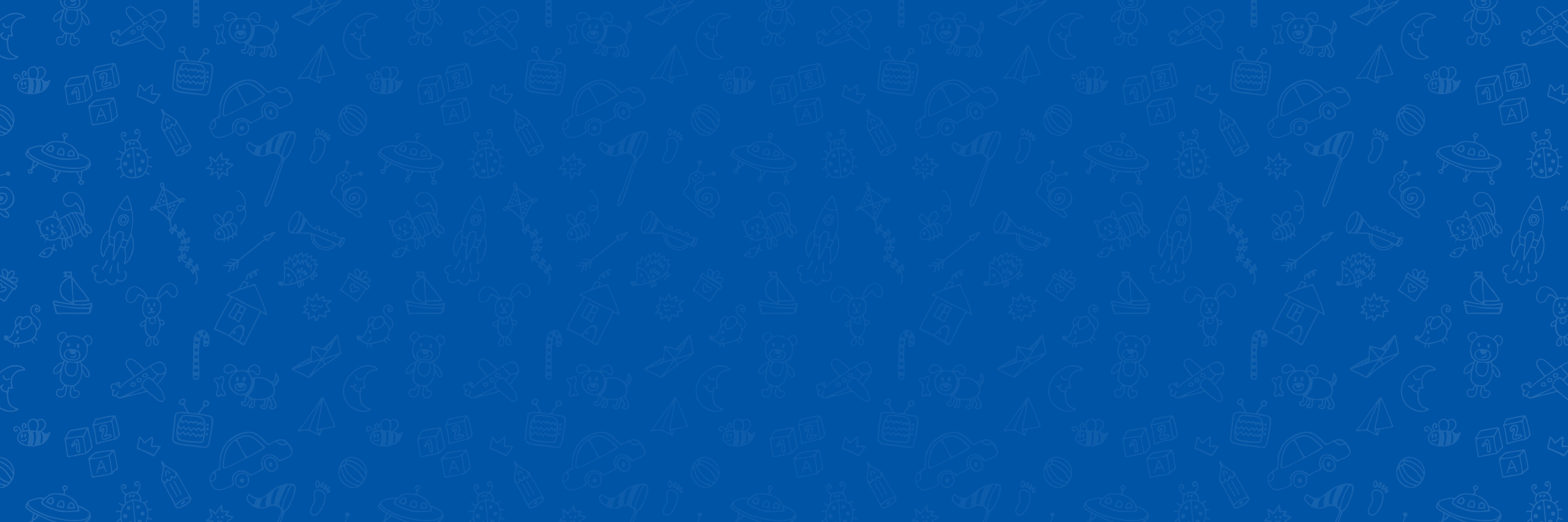 A blue banner with toy icons