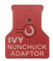The top cover of an Ivy Nunchuck Joystick Adaptor, printed using a color swap with red and while filament.