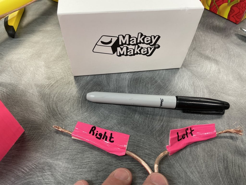 Labelling wires to connect to the Makey Makey