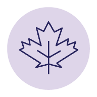 Purple icon of a maple leaf