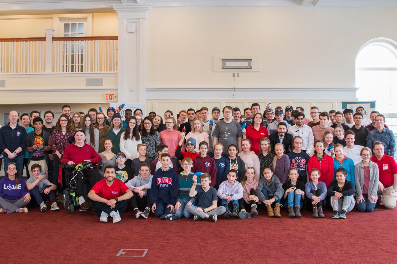 Large group of volunteers makers at Acadia University