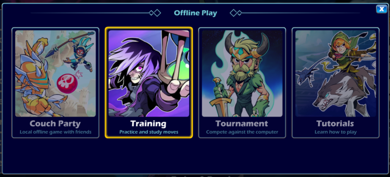 Brawlhalla game menu.