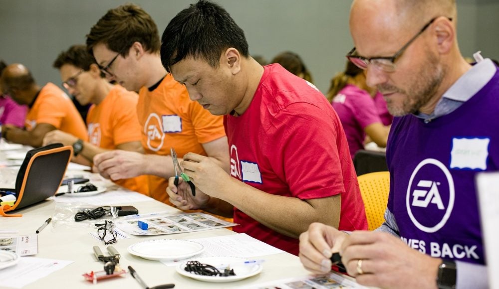 EA participants soldering.