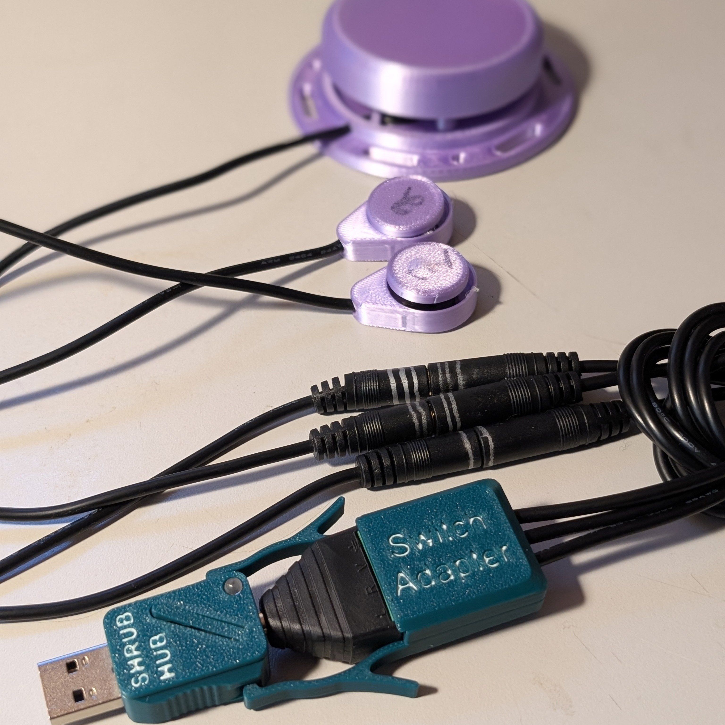Shrub hub with switch adapter connected to three switches