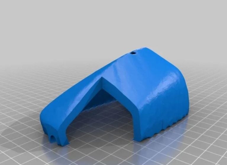 A blue 3D printed HP mouse overlay.