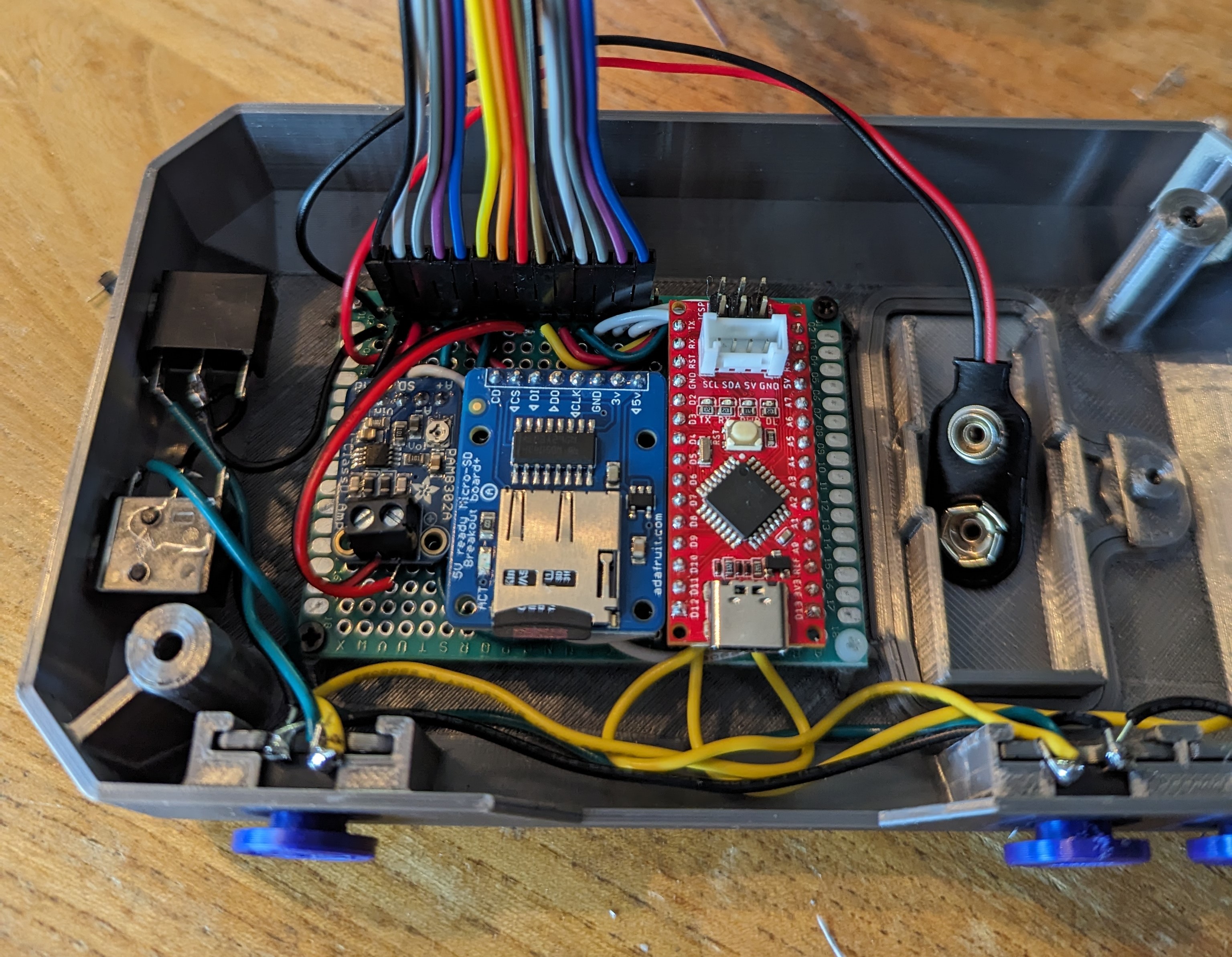 The insides of the old Open Playback Recorder, which has a lot of wiring inside.