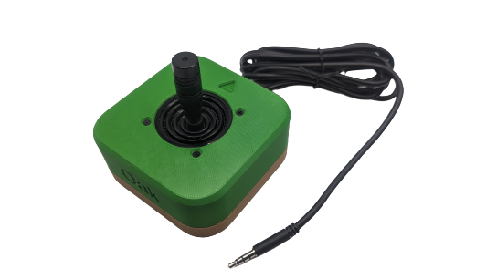 A green and black 3D printed joystick