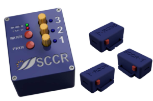 A Twitch Switch and its parts in purple.