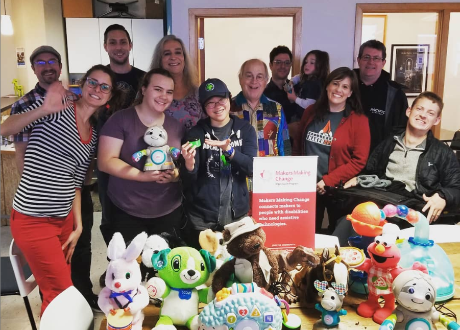 Volunteers at a toy hack.