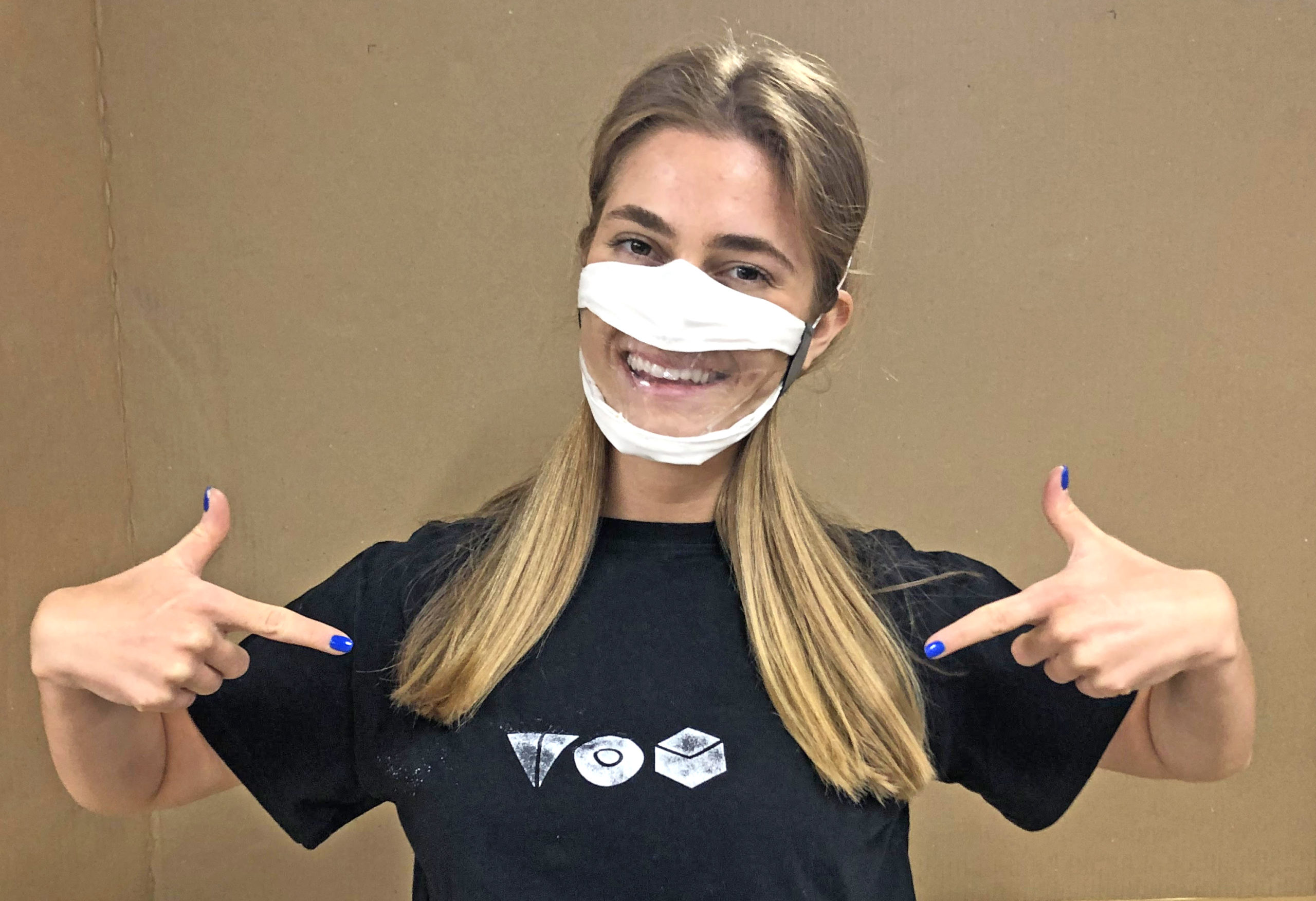 Person wearing Clearly Mask by TOM (Tikkun Olam Makers)