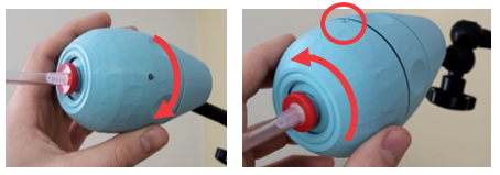A diagram showing the rotatable shell of the LipSync Joystick.