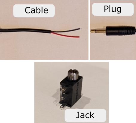 The different components of a cable including the exposed internal wires and the plug.