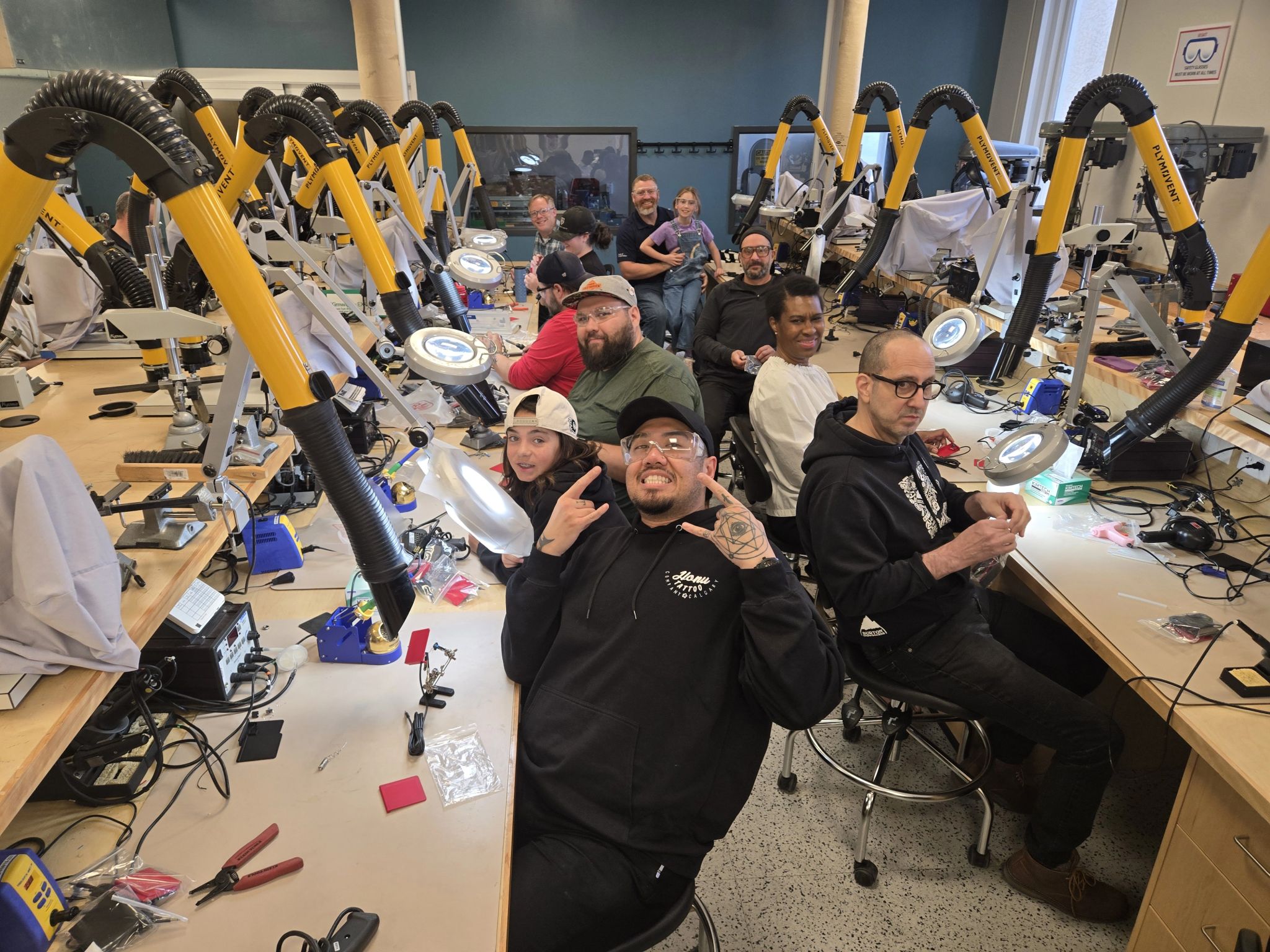 SAIT volunteers work on their switches.