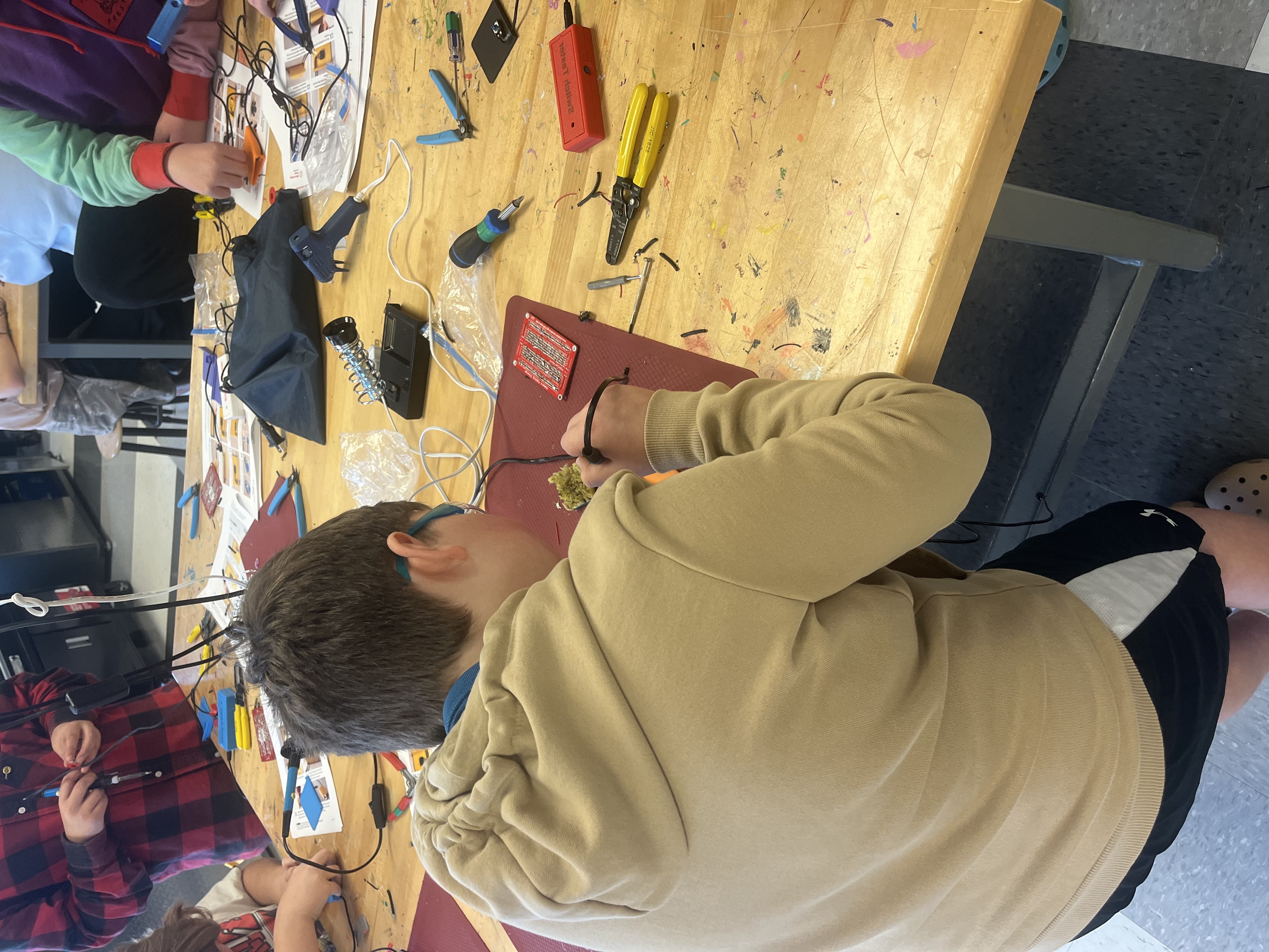 A student works on a switch.
