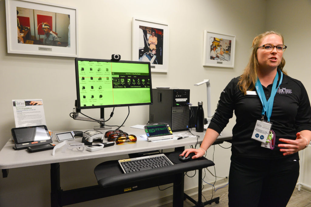 Gemma, Occupational Therapist, provides an assistive technology demonstration.